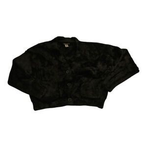 Forever 21 XL Long Sleeve Faux Fur Button Up Cropped Sweater *falw*